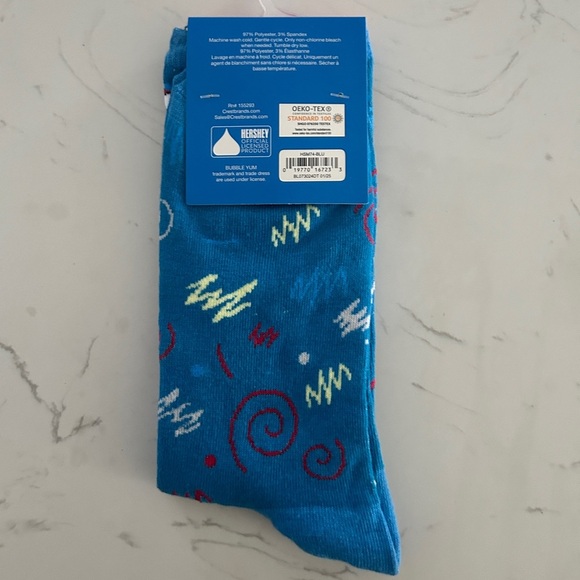 Bubble Yum Retro Crew Socks, Unisex, Size 6-12, Blue Swirl Pattern – NWT - Picture 3 of 5